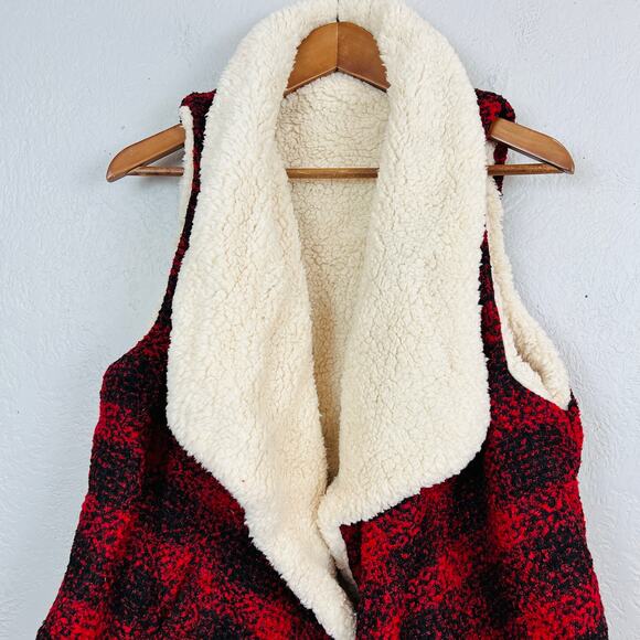 NEW! A Odiva Sleeveless Waterfall Faux Shearling Vest Jacket - L - Picture 2 of 4